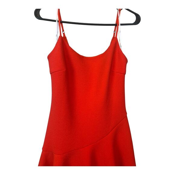 Lulus Our Last Dance Coral Red Ruffled Mini Dress Orange Asymmetrical Small - Picture 2 of 8